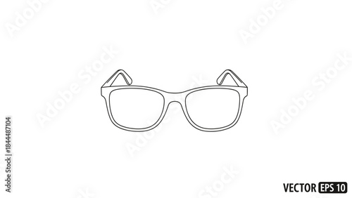 Stylish Eyeglasses Outline Drawing on White Background.
