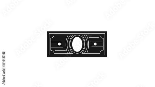 Black and white illustration of a dollar bill symbolizing finance and economy.