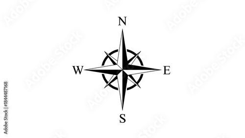 Classic Compass Rose Navigational Symbol for Direction and Orientation.