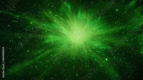 Abstract background of radiant green light with sparkling details, suitable for website designs for eco-friendly brands, promotional materials for energy drinks, or vibrant compositions.