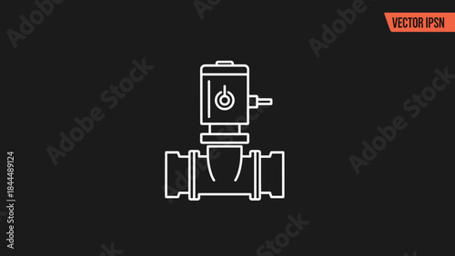 Industrial Solenoid Valve Line Art Icon.