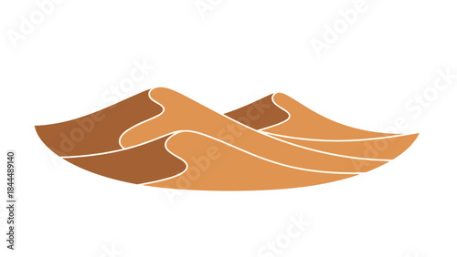 Minimalist Desert Sand Dunes Illustration on White Background.