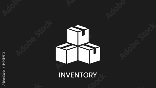 Inventory Management System with Stacked Boxes Icon.