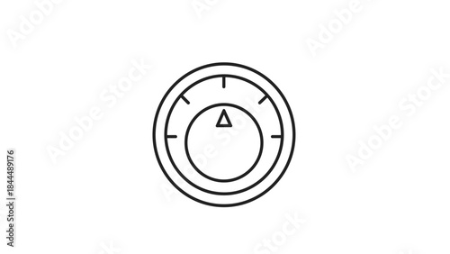 Minimalist Line Art Icon of a Circular Dial with a Central Triangle Indicator.