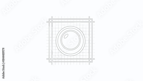 Minimalist Line Art Drawing of a Camera Lens.