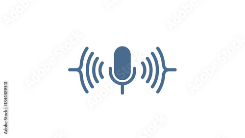 Simple Icon of a Microphone with Sound Waves.