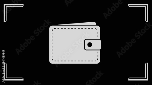 Simple Illustration of a Folded Leather Wallet with a Snap Closure.