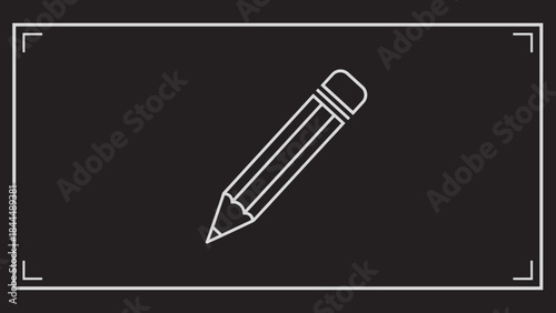 Simple Pencil Icon on Dark Background with White Frame.