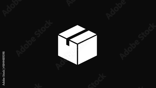 Simple white box icon on a dark background.