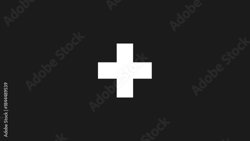 White plus sign on a black background representing addition or positivity.