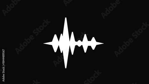 White sound wave graphic on a black background representing audio.