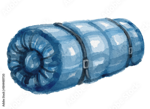 Watercolor sleeping bag isolated on white background