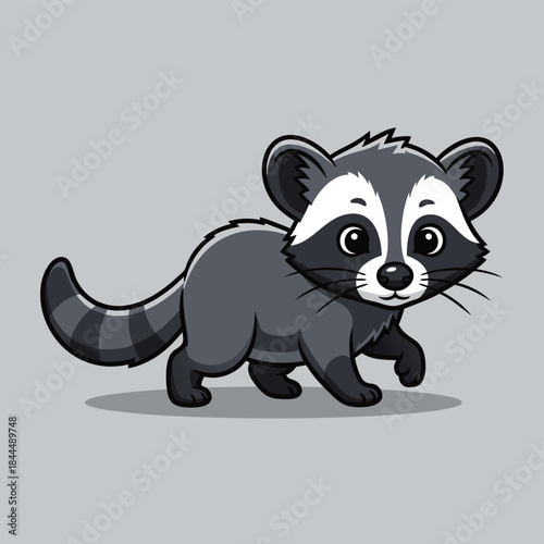 Cute Raccoon Cartoon Illustration.