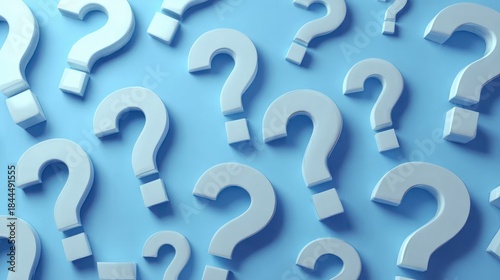 Background of question marks in shades of blue for a theme of inquiry, suitable for website headers for research institutes, social media content for quizzes, or projects about learning and discovery.