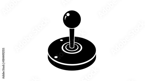 Classic video game joystick icon simple black and white vector graphic on white