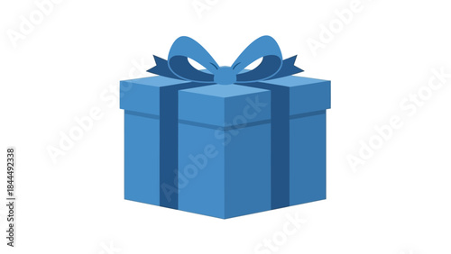 A simple blue gift box with a ribbon and bow perfect for celebrations and occasions