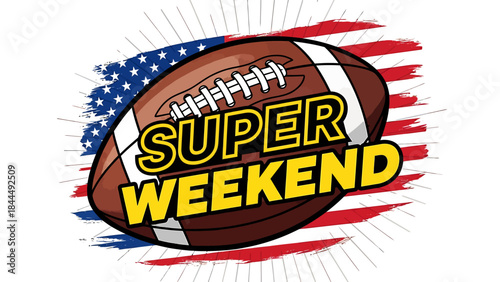 Super Bowl Weekend Football Graphic with American Flag