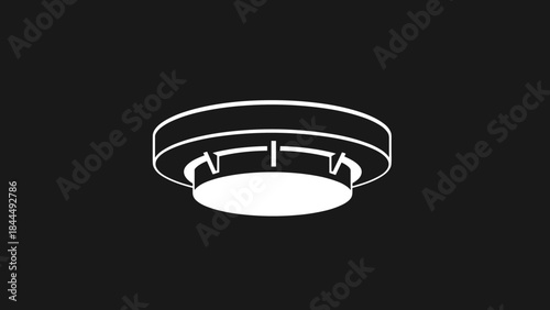 White smoke detector icon on a black background.