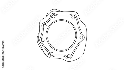 Mechanical component drawing with circular center and bolt holes.