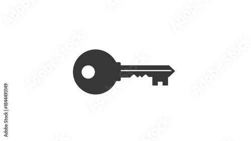 Simple Silhouette of a Classic Metal Key.