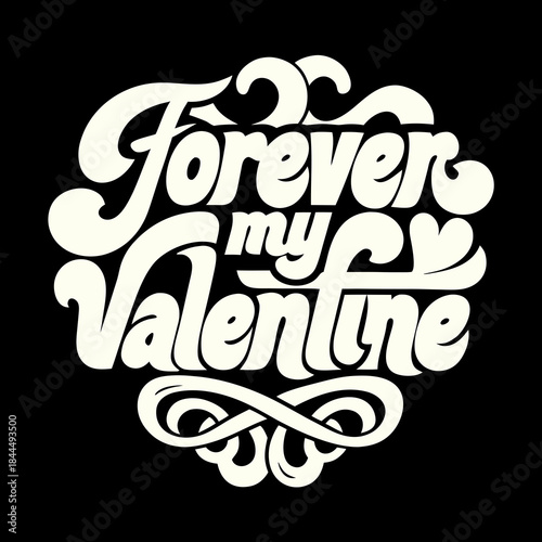 Cream Forever My Valentine Script Font with Ornate Swirls
