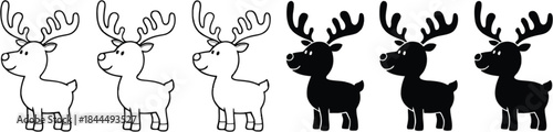 A line of reindeer silhouettes perfect for festive designs on transparent background