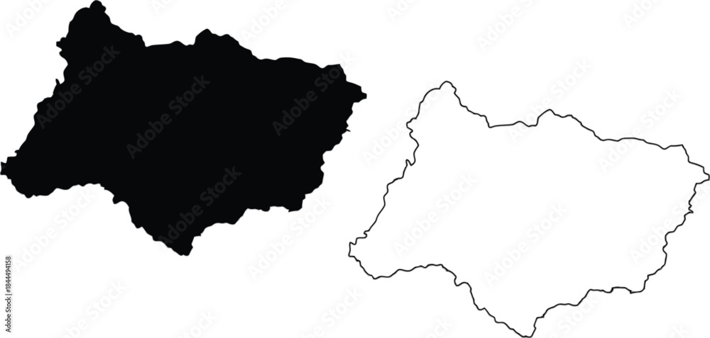 Fototapeta premium Two mountain range outlines simple line art ideal for maps on transparent background silhouette