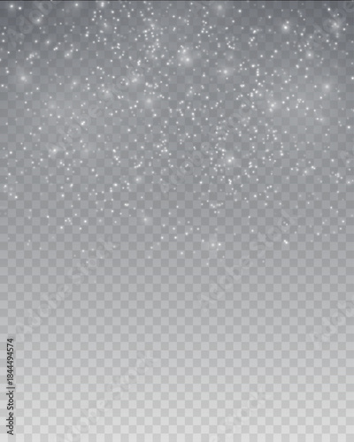 Shimmering White Light Particles and Star Dust Overlay Isolated