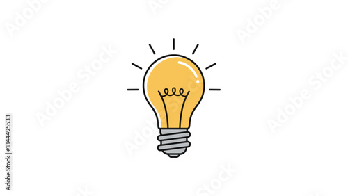 Bright Idea Illuminated Light Bulb Symbolizing Creativity and Innovation.