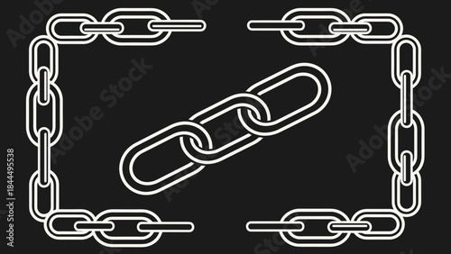 Interconnected Chain Links Forming a Frame and Centerpiece.