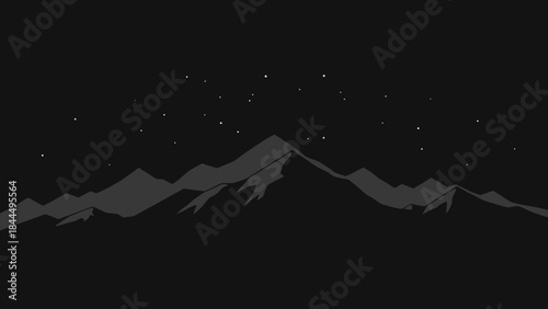 Dark Silhouette of Majestic Mountains Under a Starry Night Sky.