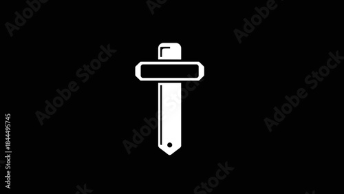 Simple White Icon of a Mallet or Hammer on a Black Background.