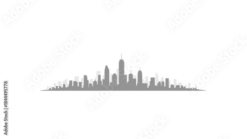 Modern City Skyline Silhouette with Tall Buildings and Urban Landscape.