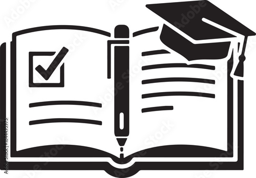 Education test completion and graduation icon