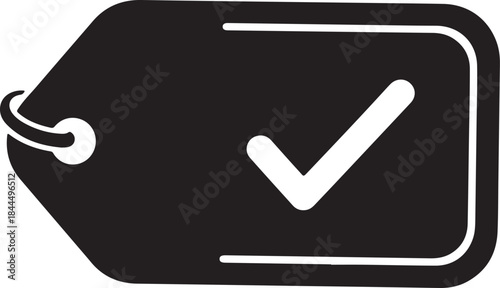 Verified price tag icon solid black graphic
