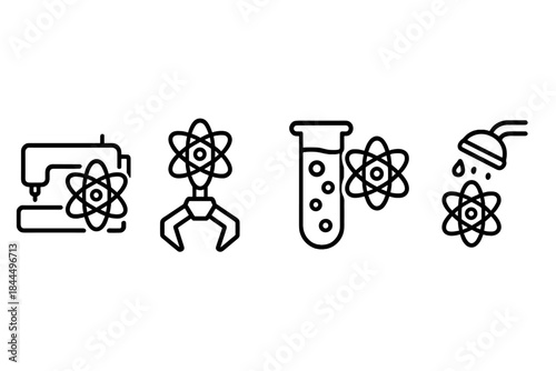 Atomic Symbolic Icons. Atomic Renewal Spaces linear set: quantum stitcher, bond regenerator, isotope wash.