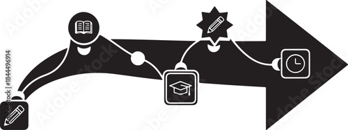 Education process flow towards success arrow