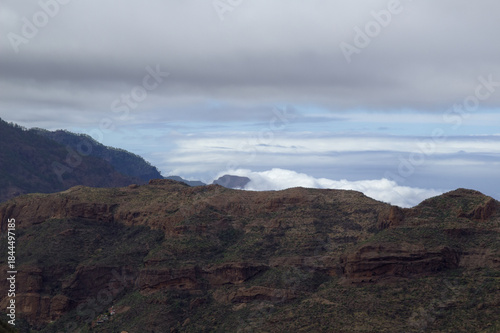Gran Canaria, landscape of the central part of the island, Las Cumbres, ie The Summits, hiking route to a rock arch called Ventana del Bentayga, the Window of Bentayga