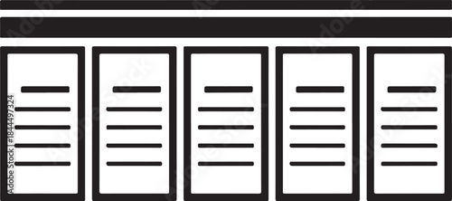 Five documents displayed in a row icon