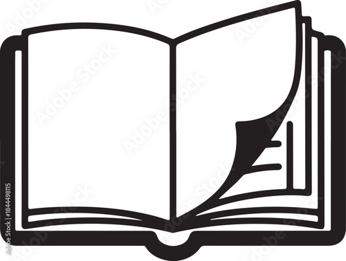 Open book icon with turning page