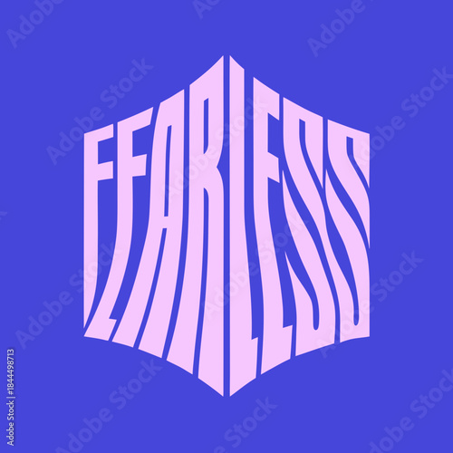Fearless word in pink 3d perspective on blue background