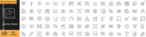  Graphic design icons pack. Including creative tools, design process and visual communication symbols