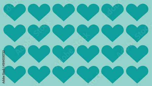 Teal hearts arranged in regular pattern