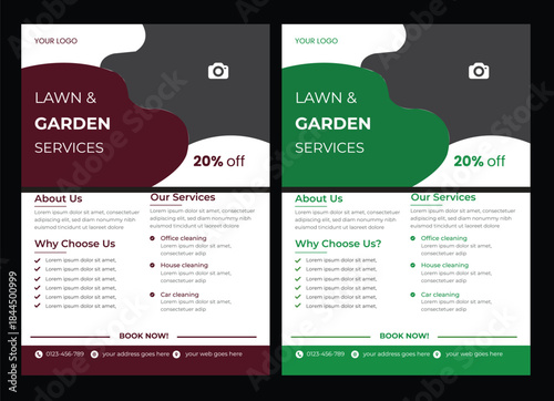 Lawn and gardening service flyer design template. Tree and gardening service poster leaflet design. lawnmower flyer template Agricultural and farming   Lawn and gardening service flyer design Tree and