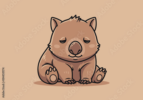 Cute Wombat Cartoon Illustration.