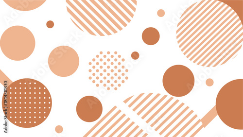 Abstract circles and lines peach color art