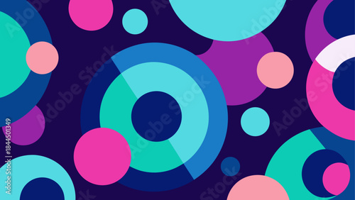 Abstract circles and rings on dark background