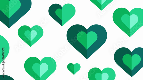 Layered hearts in shades of green pattern