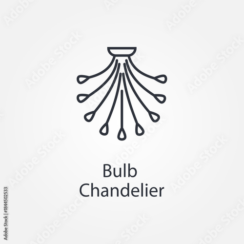 Bulb Chandelier icon Black line art vector