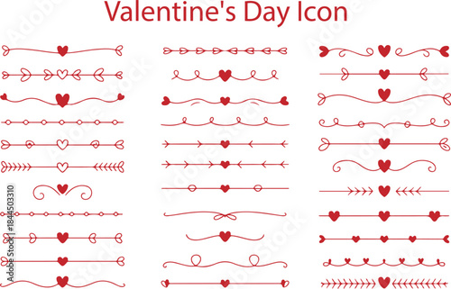 A comprehensive set of elegant red heart themed dividers perfect for romantic greetings cards and invitations